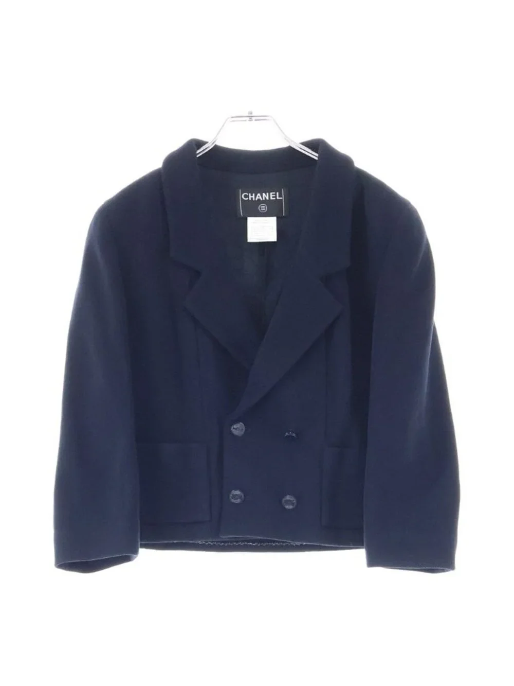 Chanel CC Logo Tailored Jacket Short Length Navy
